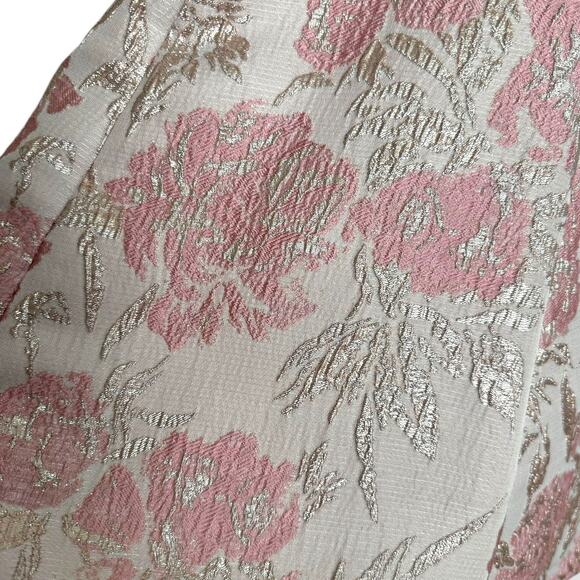 Gal Meets Glam Adair Pink Metallic Floral Print Fit N Flare Dress Womens Size 4P - Picture 7 of 11